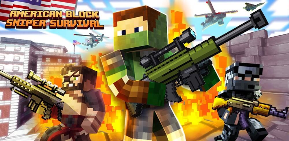 American Block Sniper Survival v1.145 MOD APK (God Mode/Dumb Enemy)