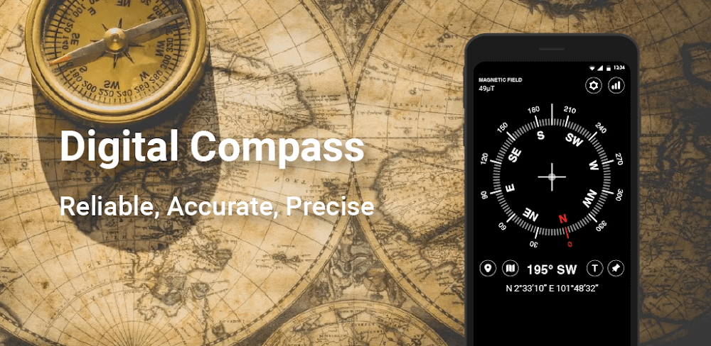 Digital Compass v18.1 MOD APK (Premium Unlocked)