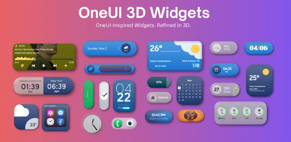OneUI 3D Widgets v1.0 APK (Full Version)