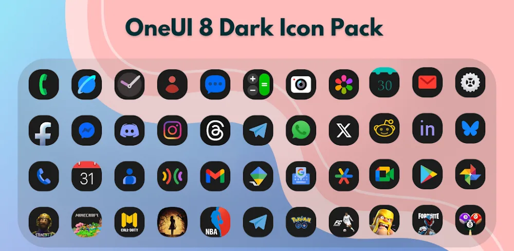 OneUI 8 Dark Icon Pack v1.9 APK (Full Version)