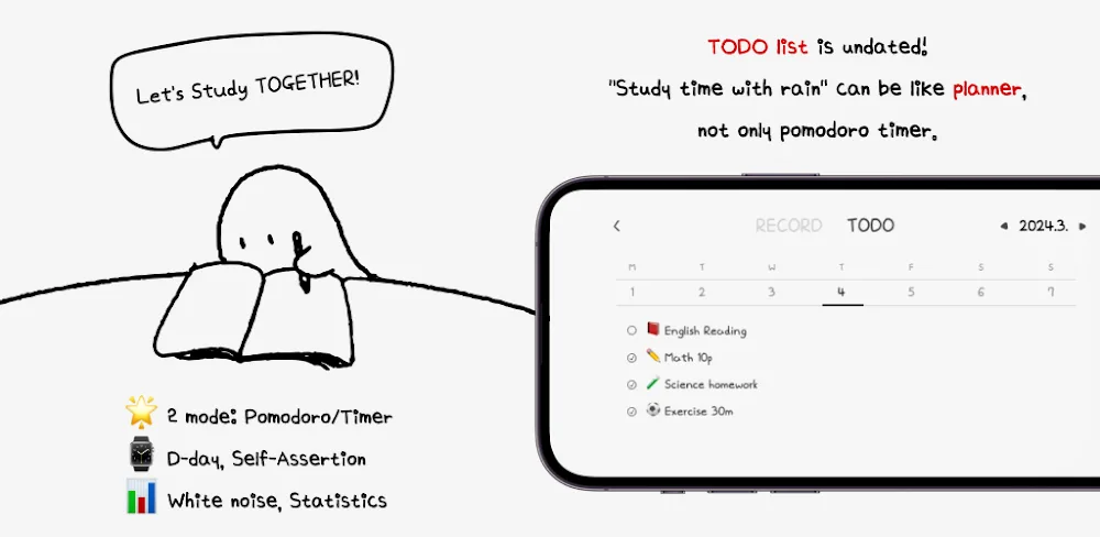Study Time With Rain v2.4.2 MOD APK (Premium Unlocked)